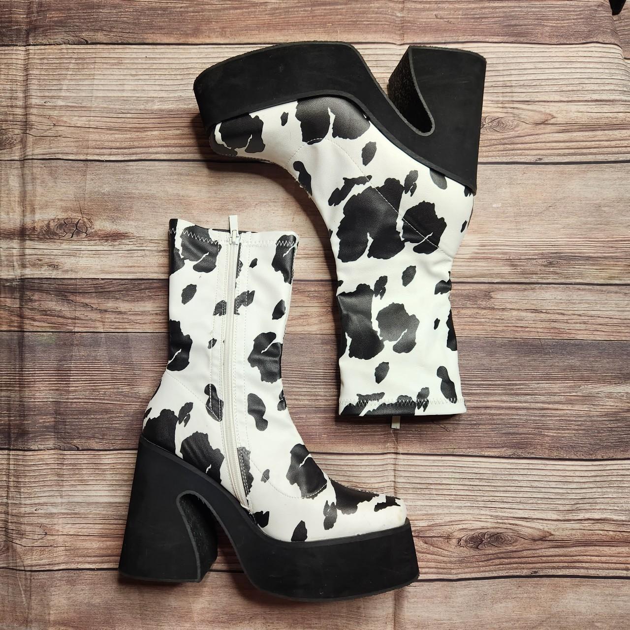 nasty gal cow print boots