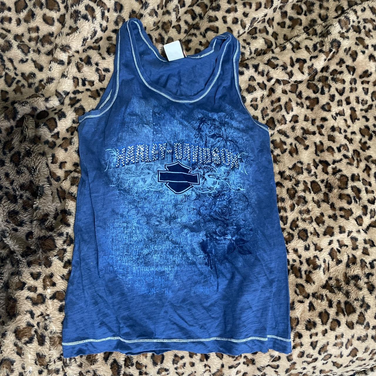 Blue Harley Davidson Diamanté Tank Topvest Depop 