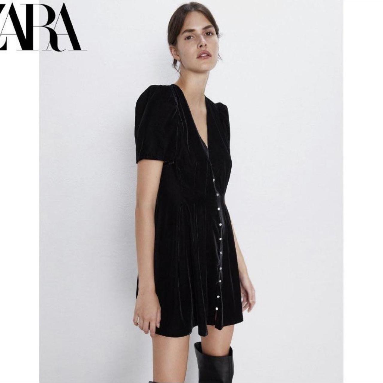 Black velvet Zara mini dress Silver sparkly... Depop