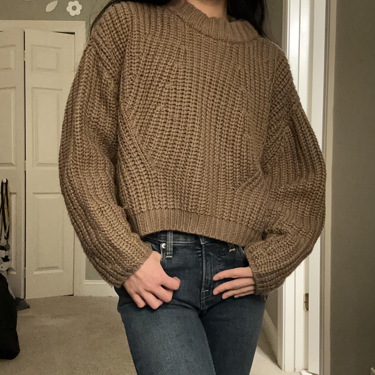 Brown chunky knit cropped sweater, Pacsun,