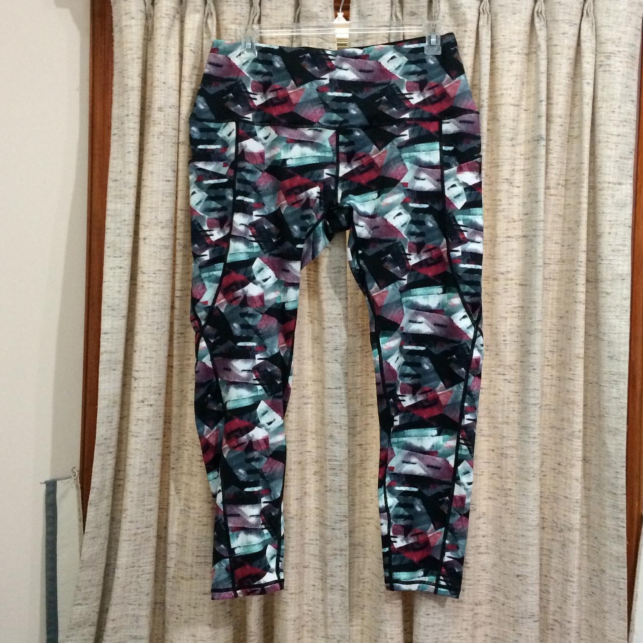 colorful floral workout leggings with pocket, in - Depop