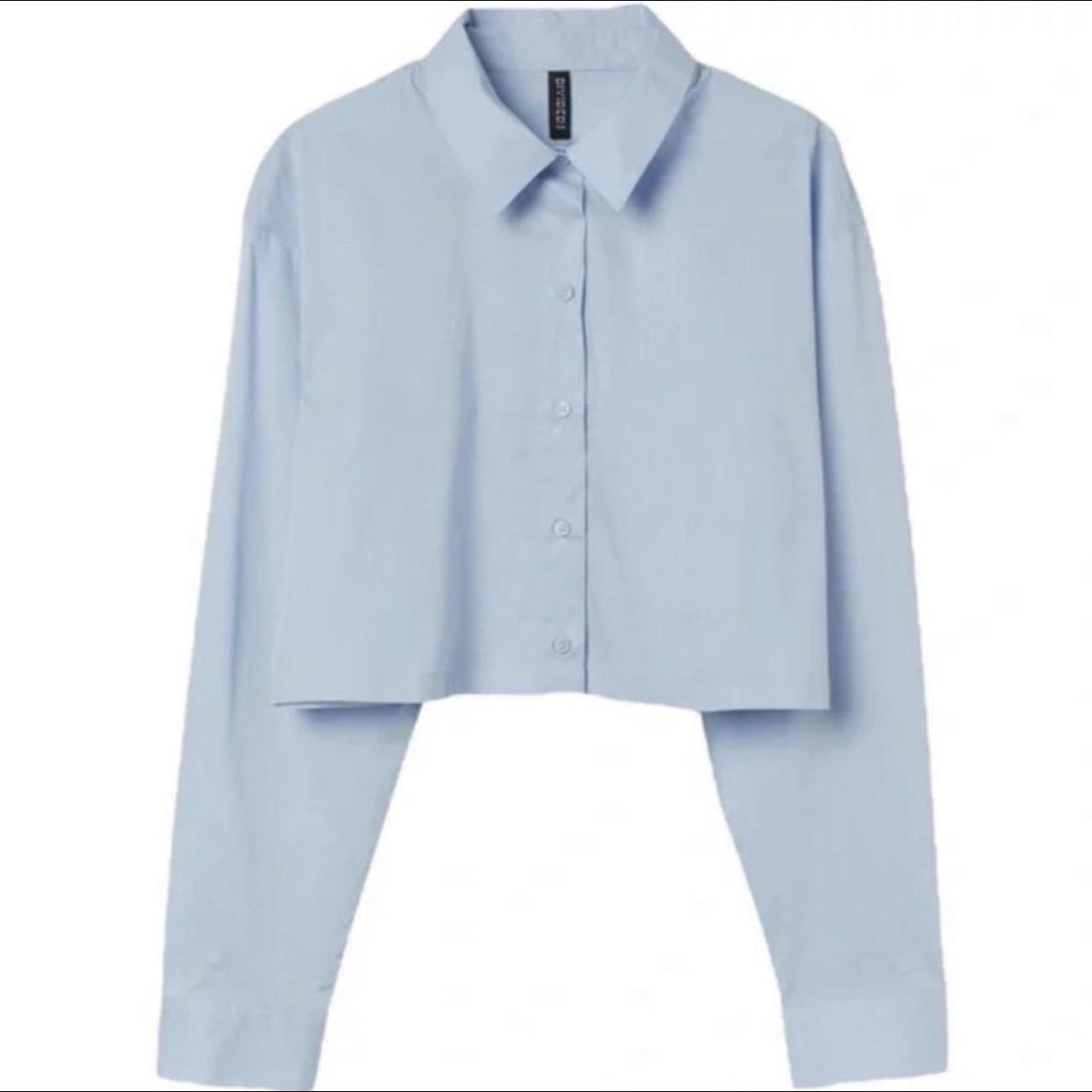 H&M Baby Blue Cropped Button Down Sz S •size Small... Depop