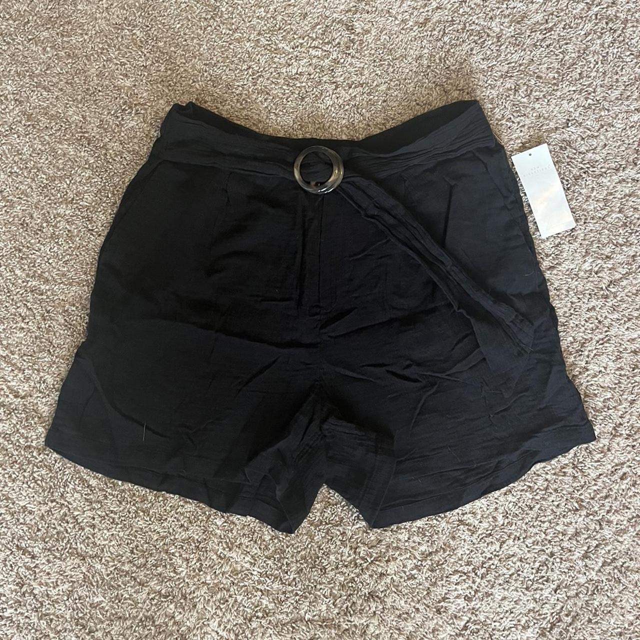 Black belted linen shorts. Originally from Belk and... Depop
