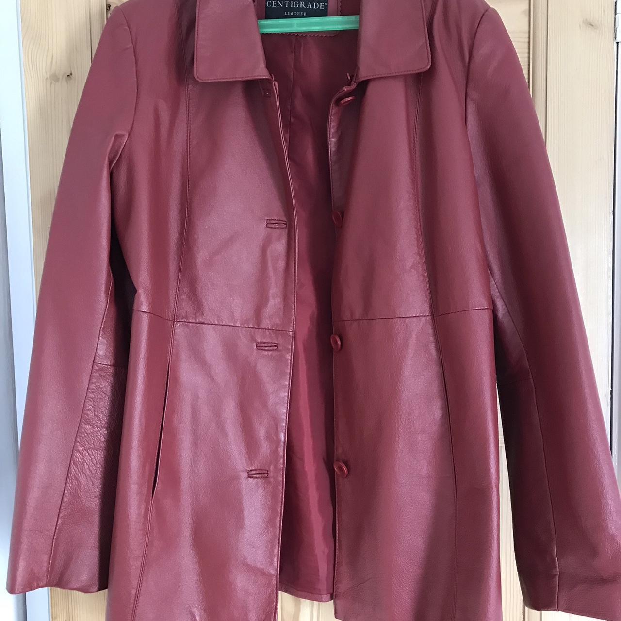 Vintage burgundy leather jacket Fits 12-14 Happy... - Depop