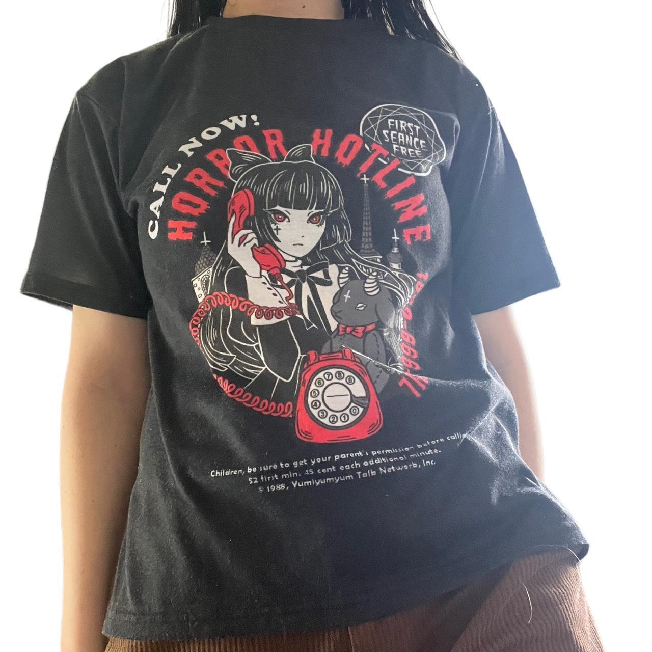 AC/DC Rag Horror Hotline Goth Graphic Tee One Size... - Depop