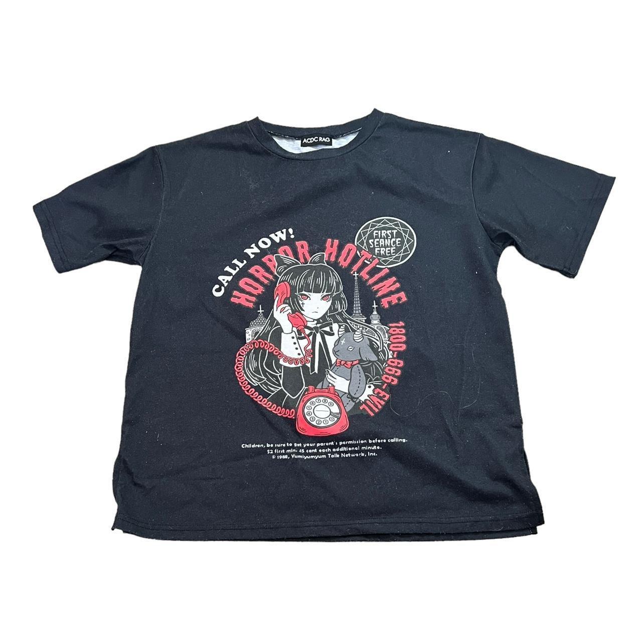 AC/DC Rag Horror Hotline Goth Graphic Tee One Size... - Depop