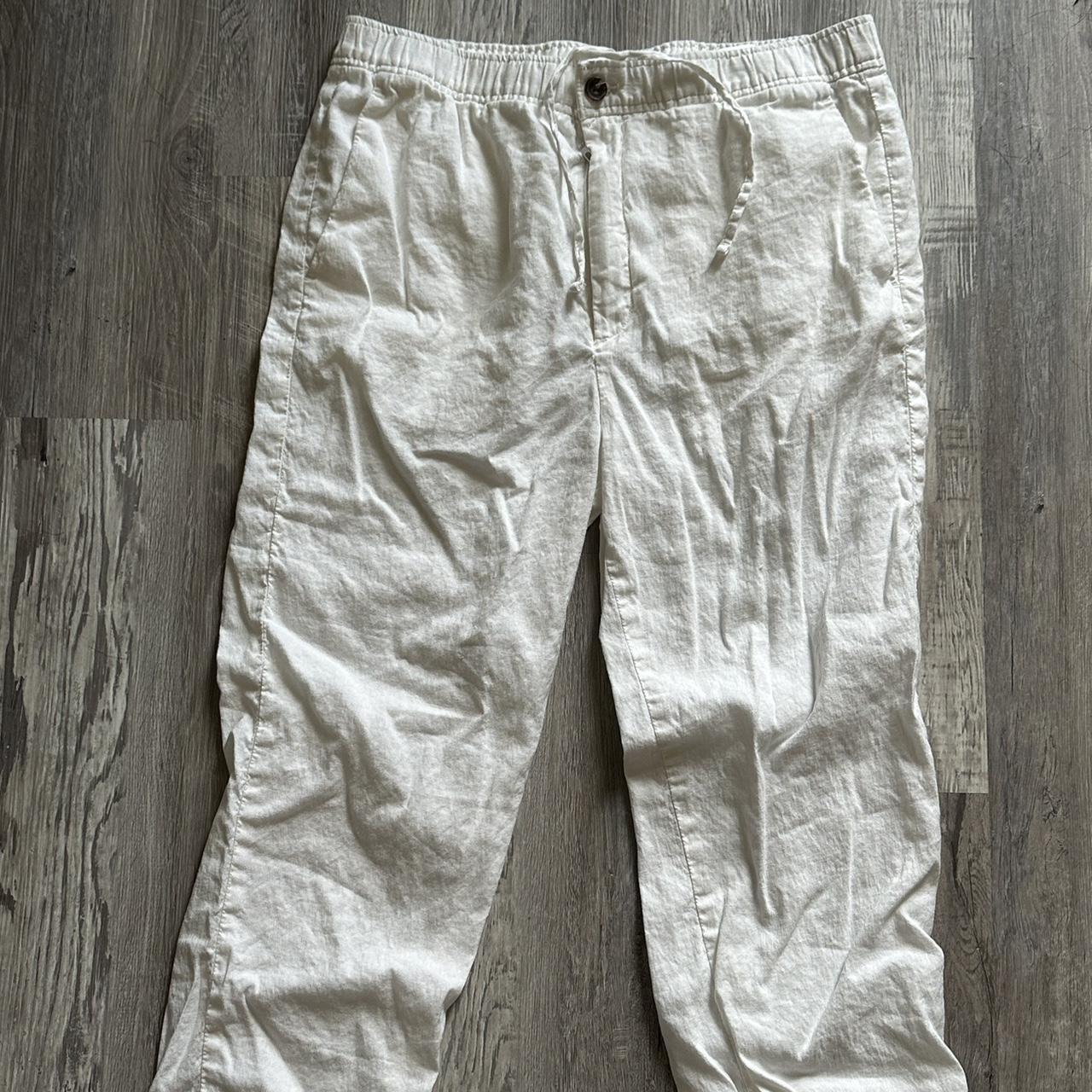 White Linen H&M pants Labeled size large... Depop