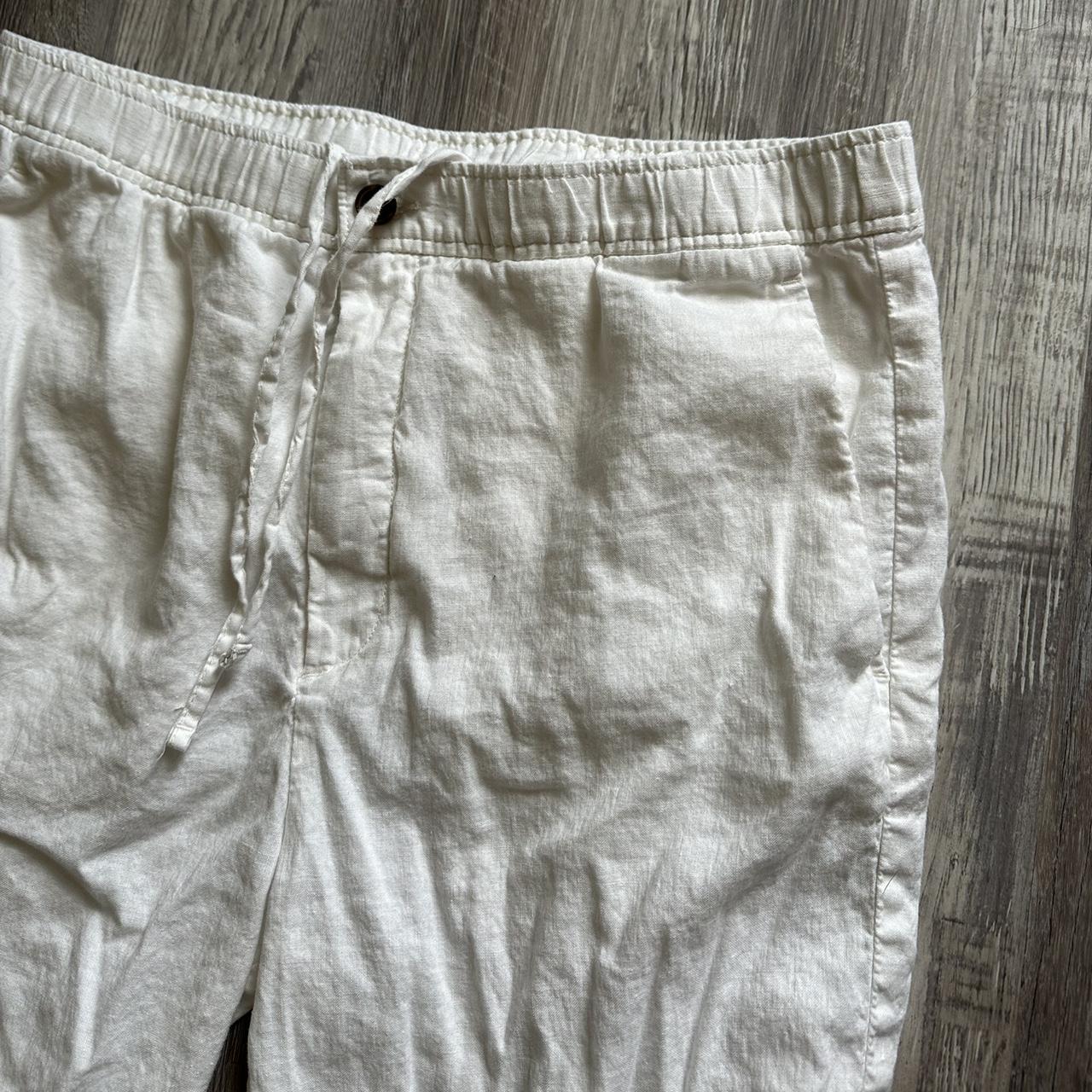 White Linen H&M pants Labeled size large... Depop