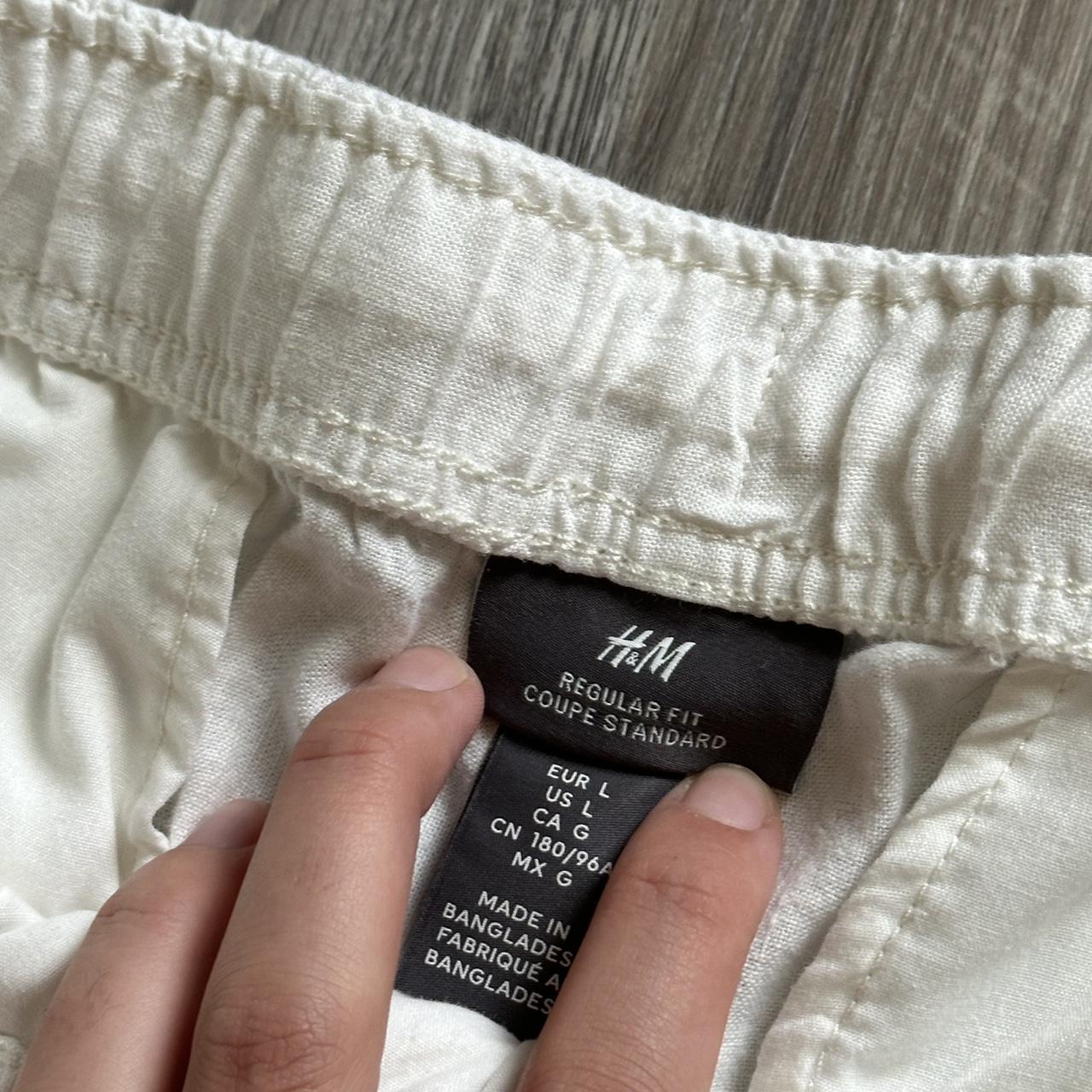 White Linen H&M pants Labeled size large... - Depop