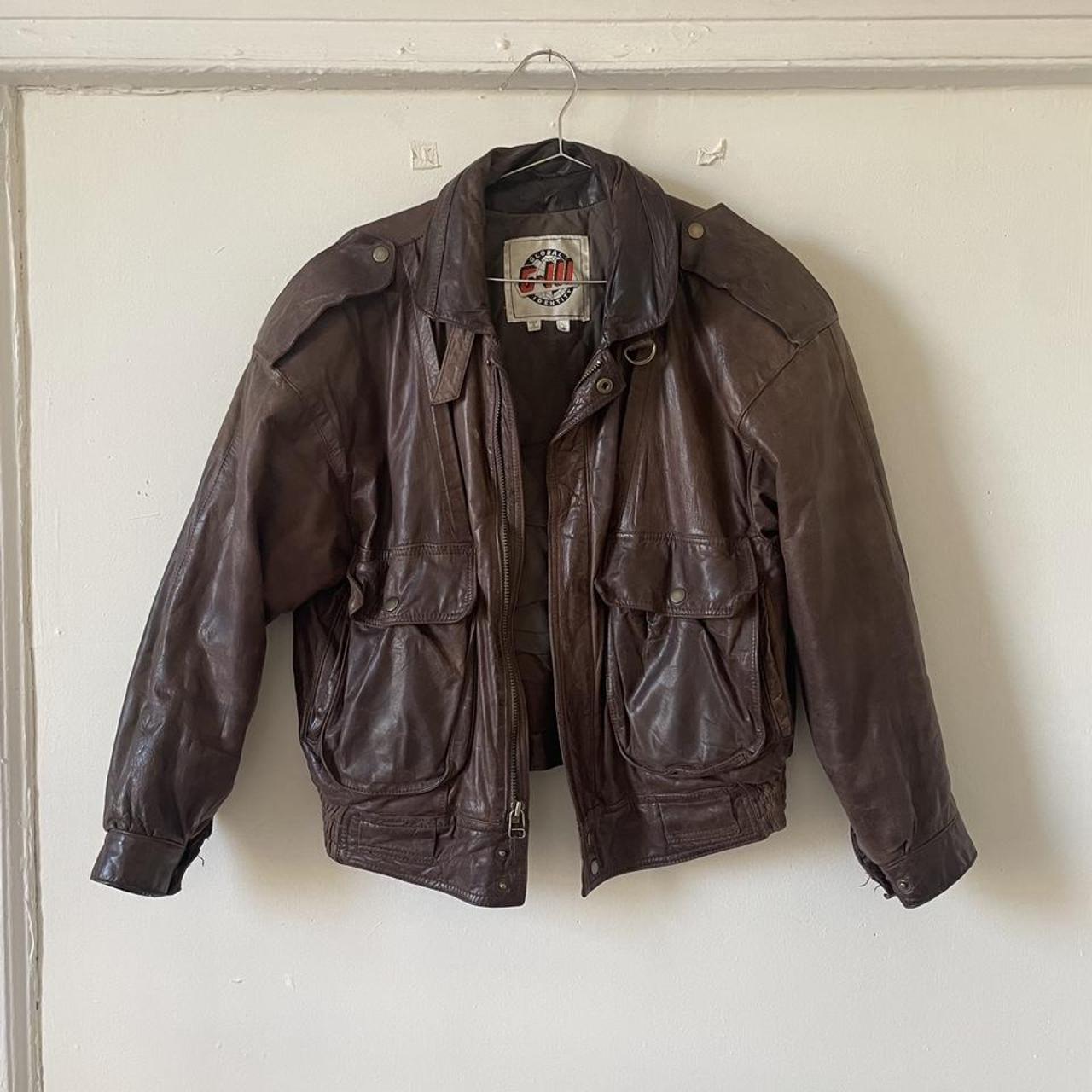Absolutely stunning brown leather jacket. 80s era.... - Depop