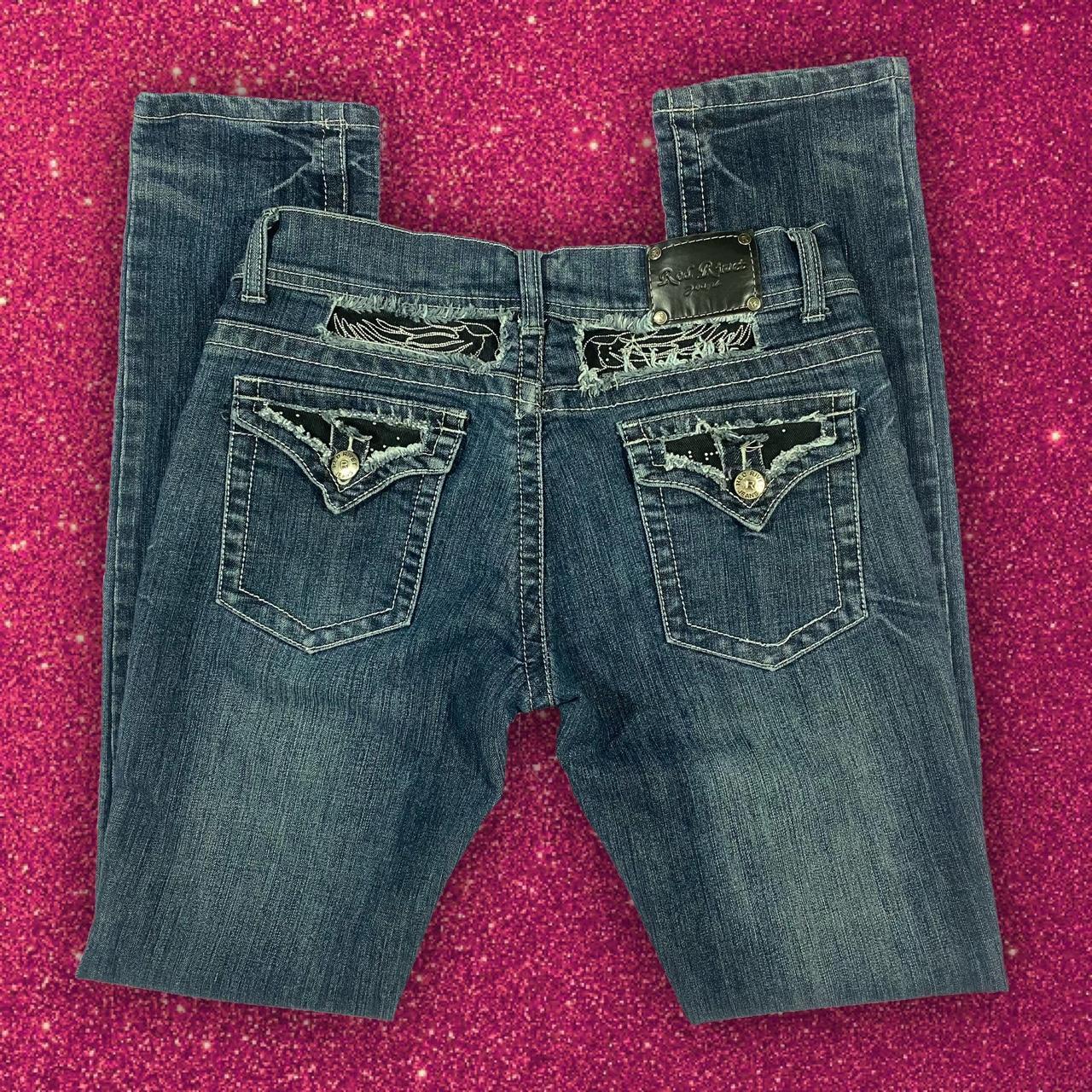 ANGEL WING RED RIVET JEANS 💕 ★ adorable tramp... Depop