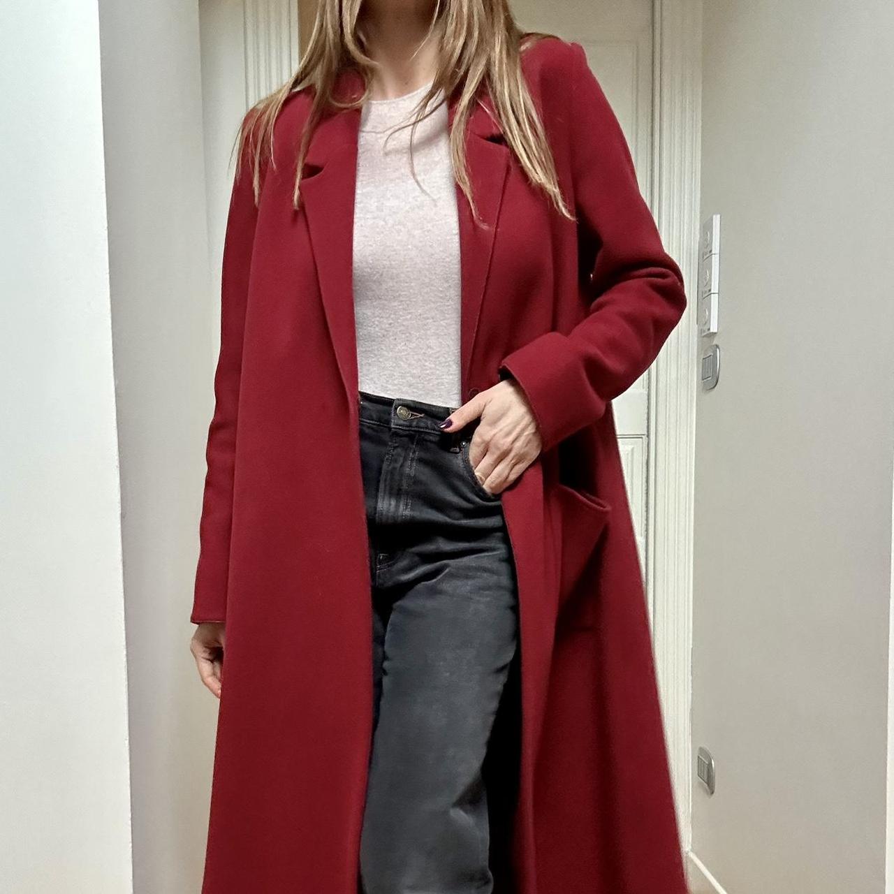 Women's Burgundy Coat | Depop