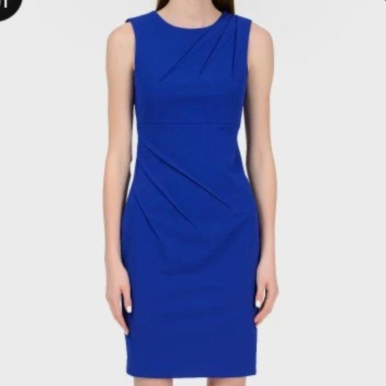 Sleeveless Formal Dress Calvin Klein Navy Sheath Dress NWOT VTG Calvin Klein  Ruched Starburst Sheath Cobalt, image size:1280x1280