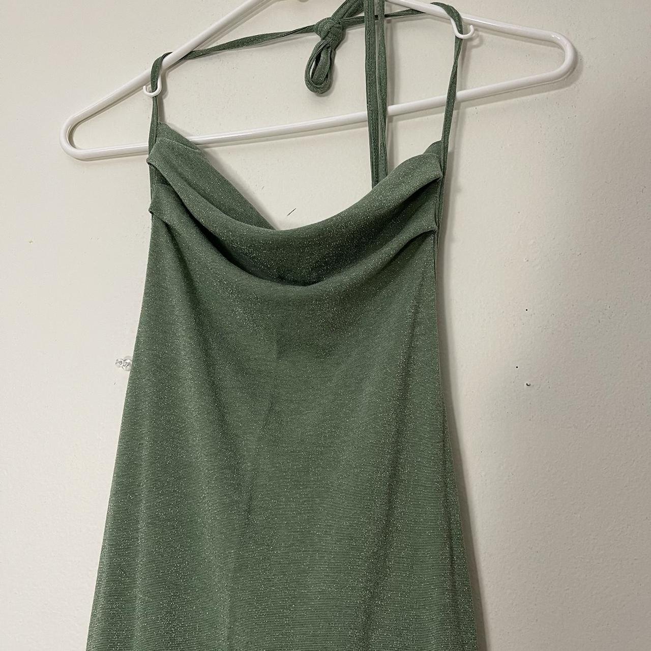 Light Green Maxi Dress with some sparkle Backless... - Depop