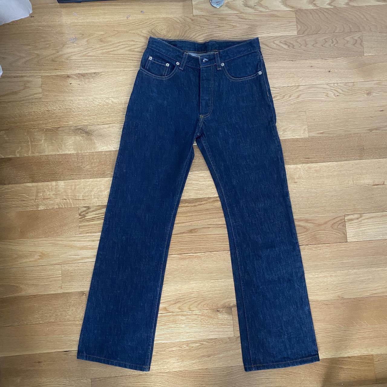 Dark blue vintage denim Helmut Lang jeans. Size 27.... - Depop