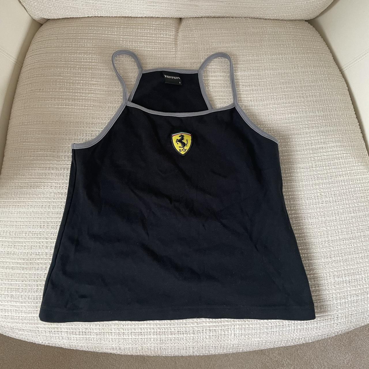 Ferrari Women's Yellow and Black Top | Depop