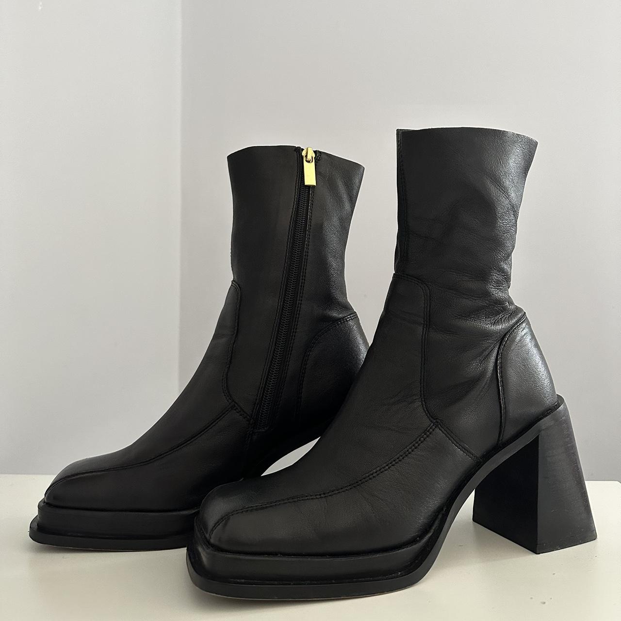 asos black leather boots
