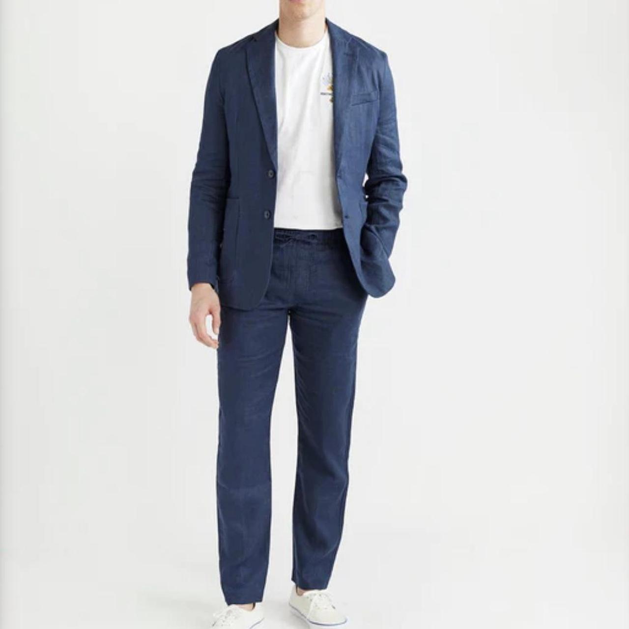 Percival Menswear Linen Suit RRP £328 Navy Trousers... - Depop