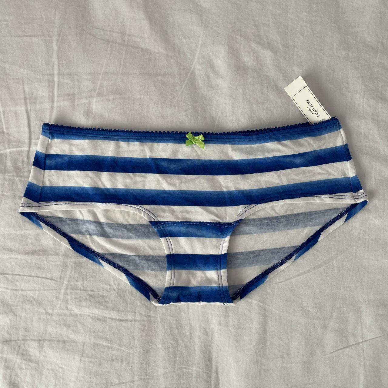 gilly hicks down undies blue and white striped - Depop