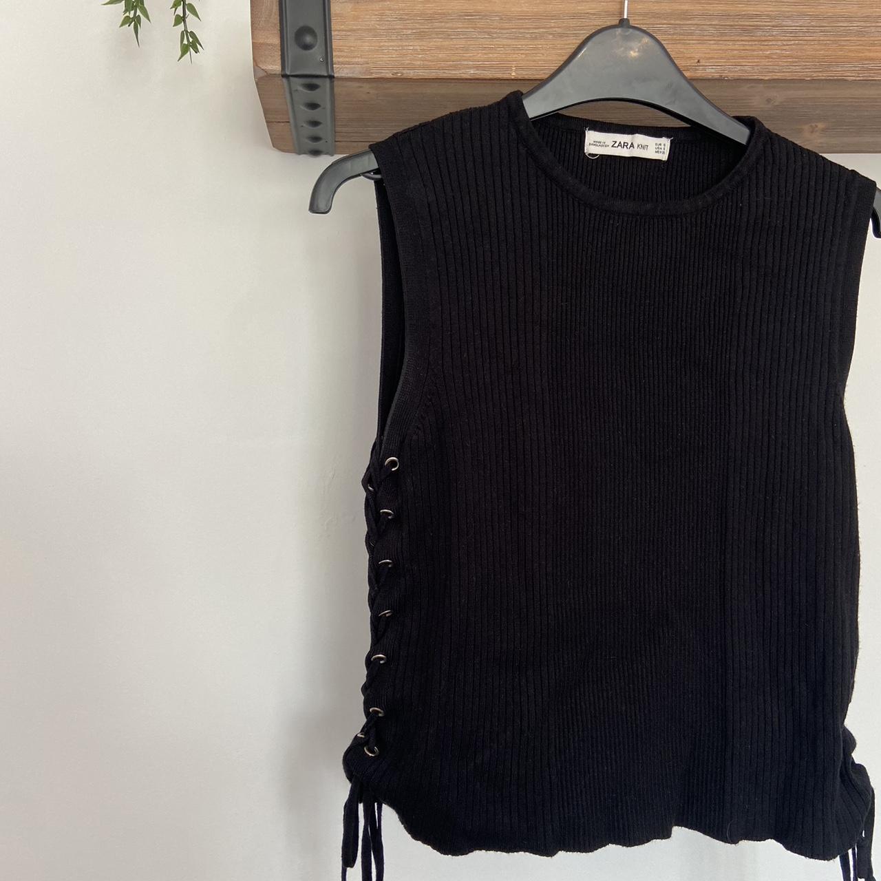 Black Zara knit tank top size S small would fit Depop