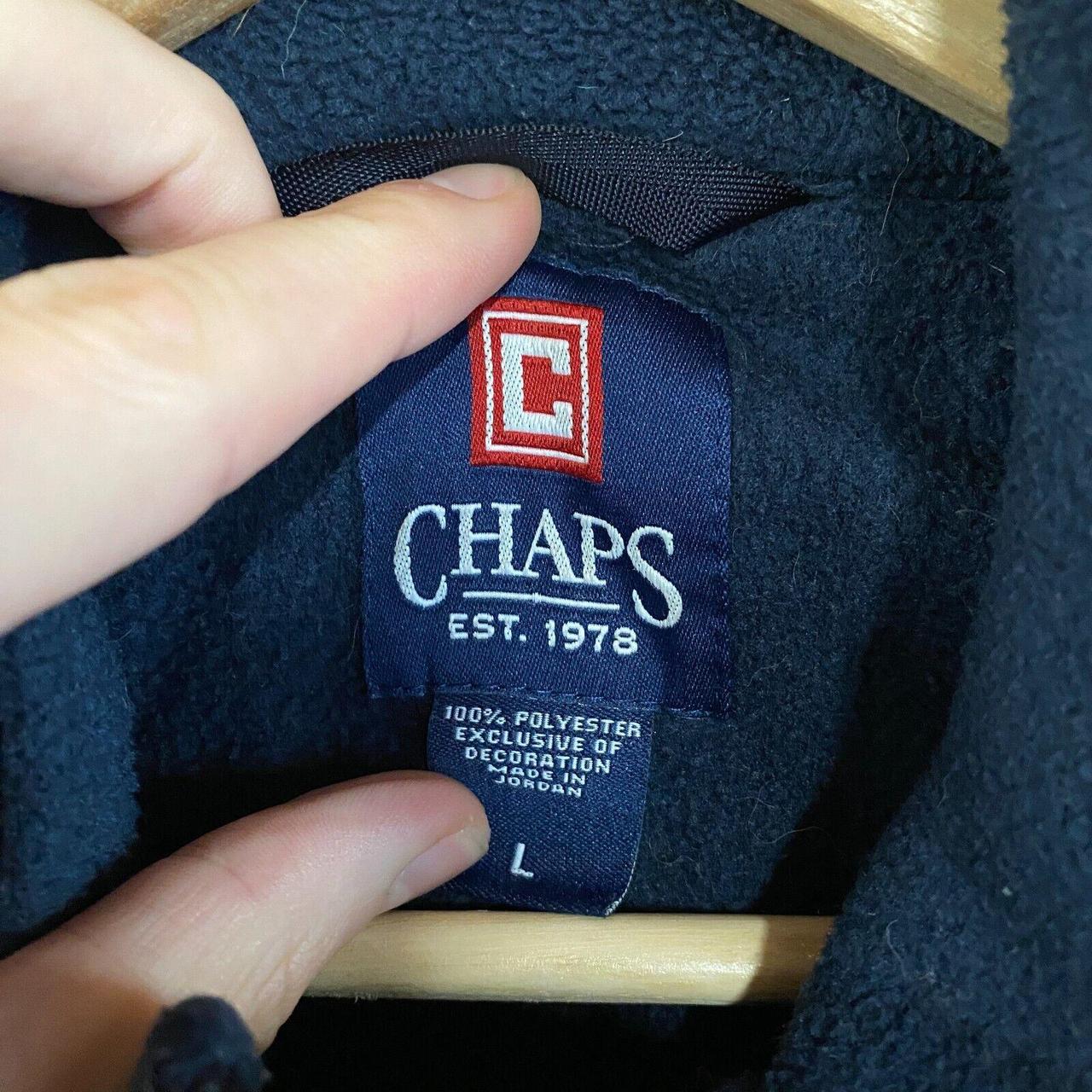 Chaps Men's Tech Fleece Full Zip Up Jacket In Navy... - Depop