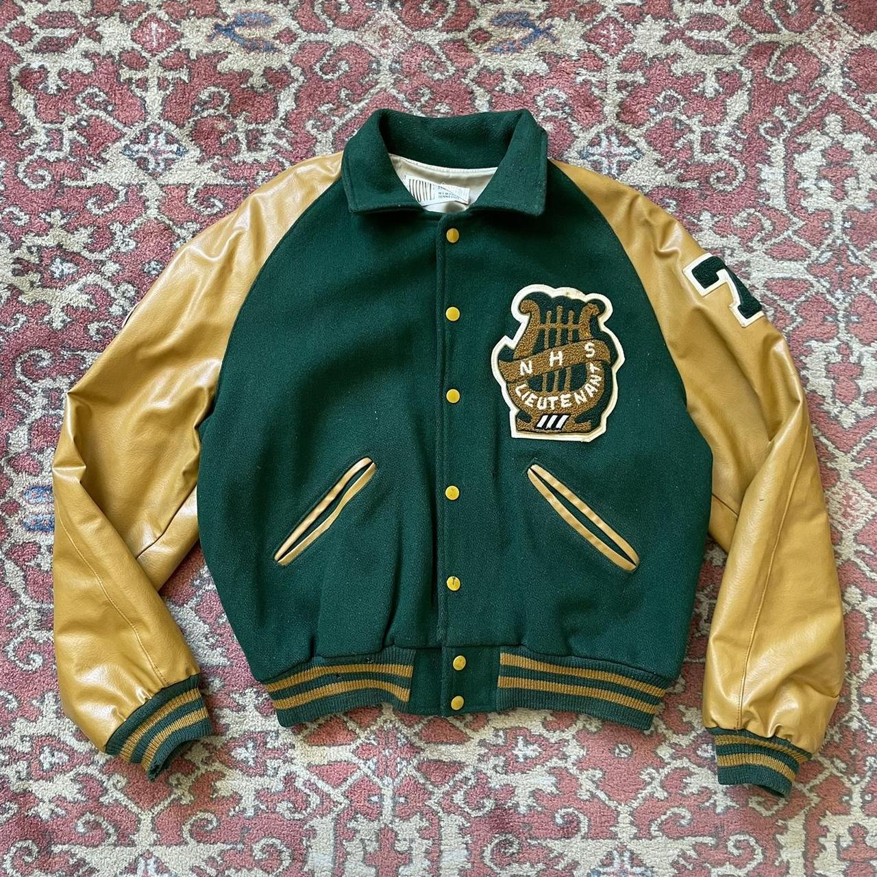 Green Varsity Jacket Perfect condition, NEGOTIABLE - Depop