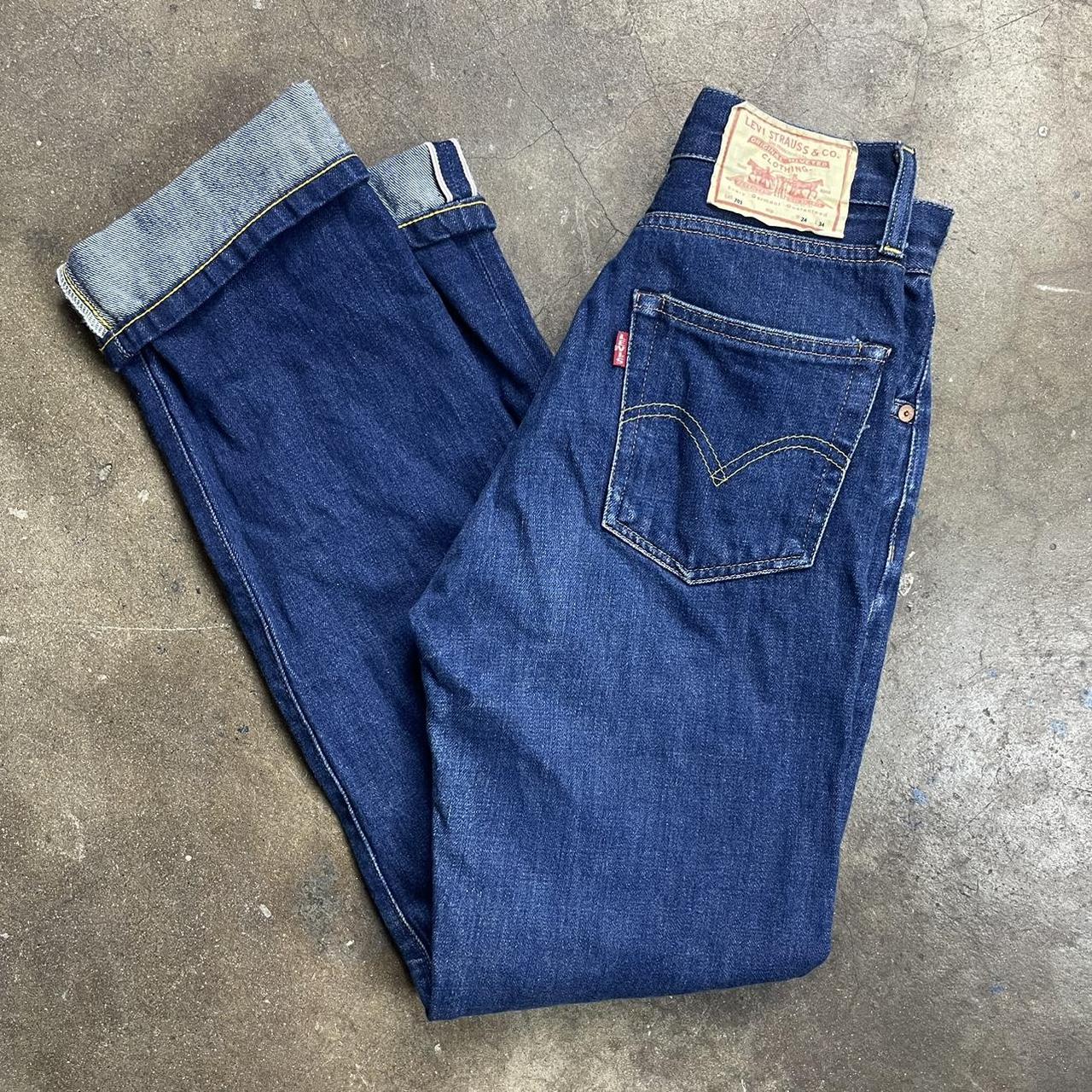 Levis repro 1950’s 701 selvedge jeans Fits 24... - Depop