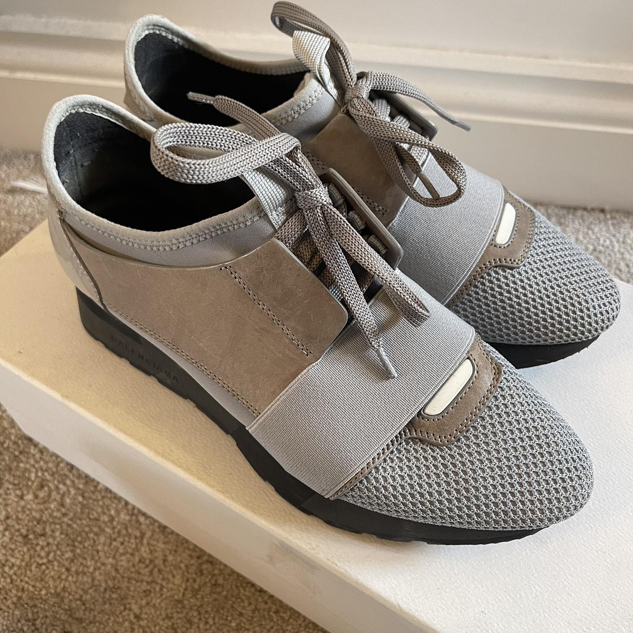 Balenciaga Grey Race Runner Leather Patent Depop