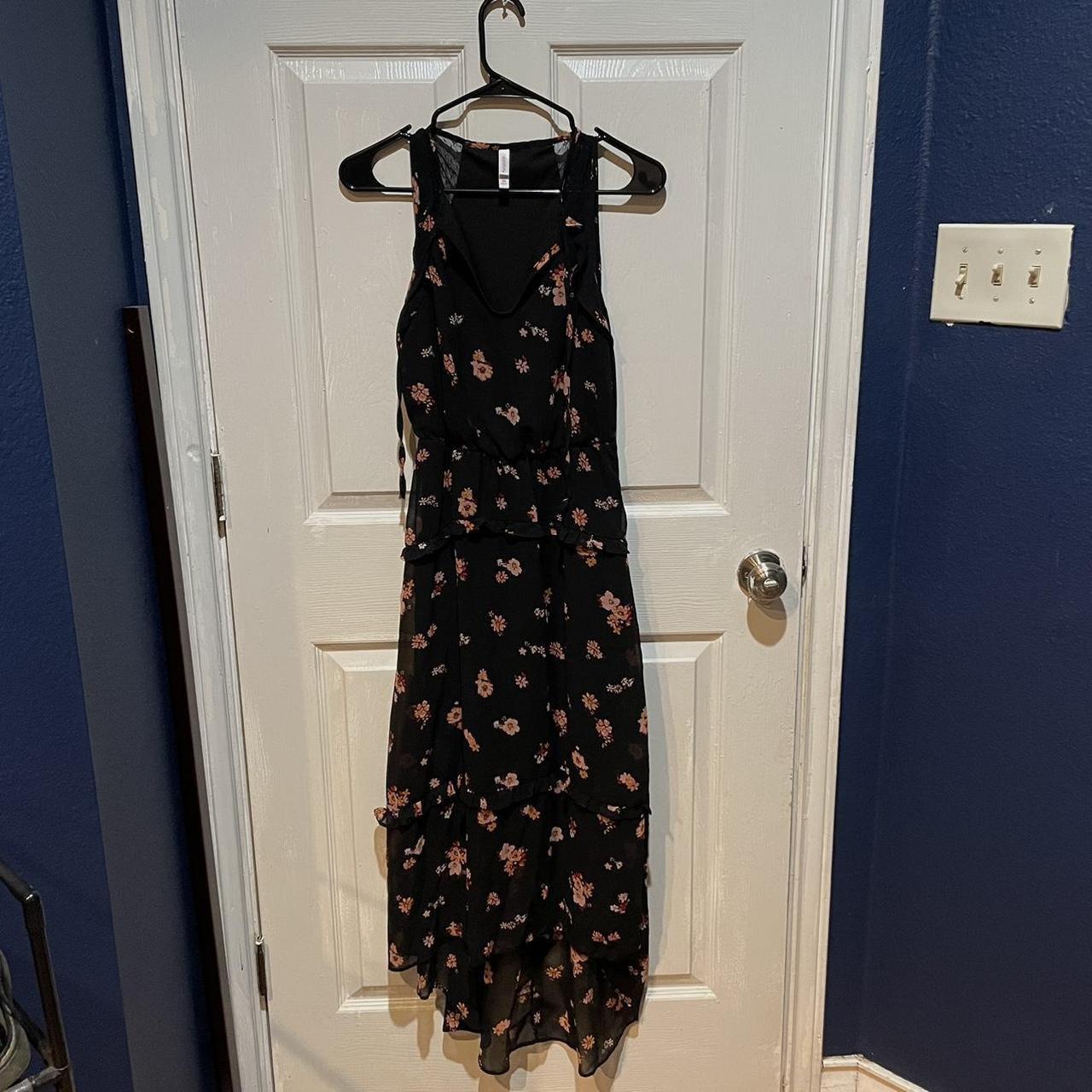 Xhilaration Women's Dress Black XS – Sheer long black floral