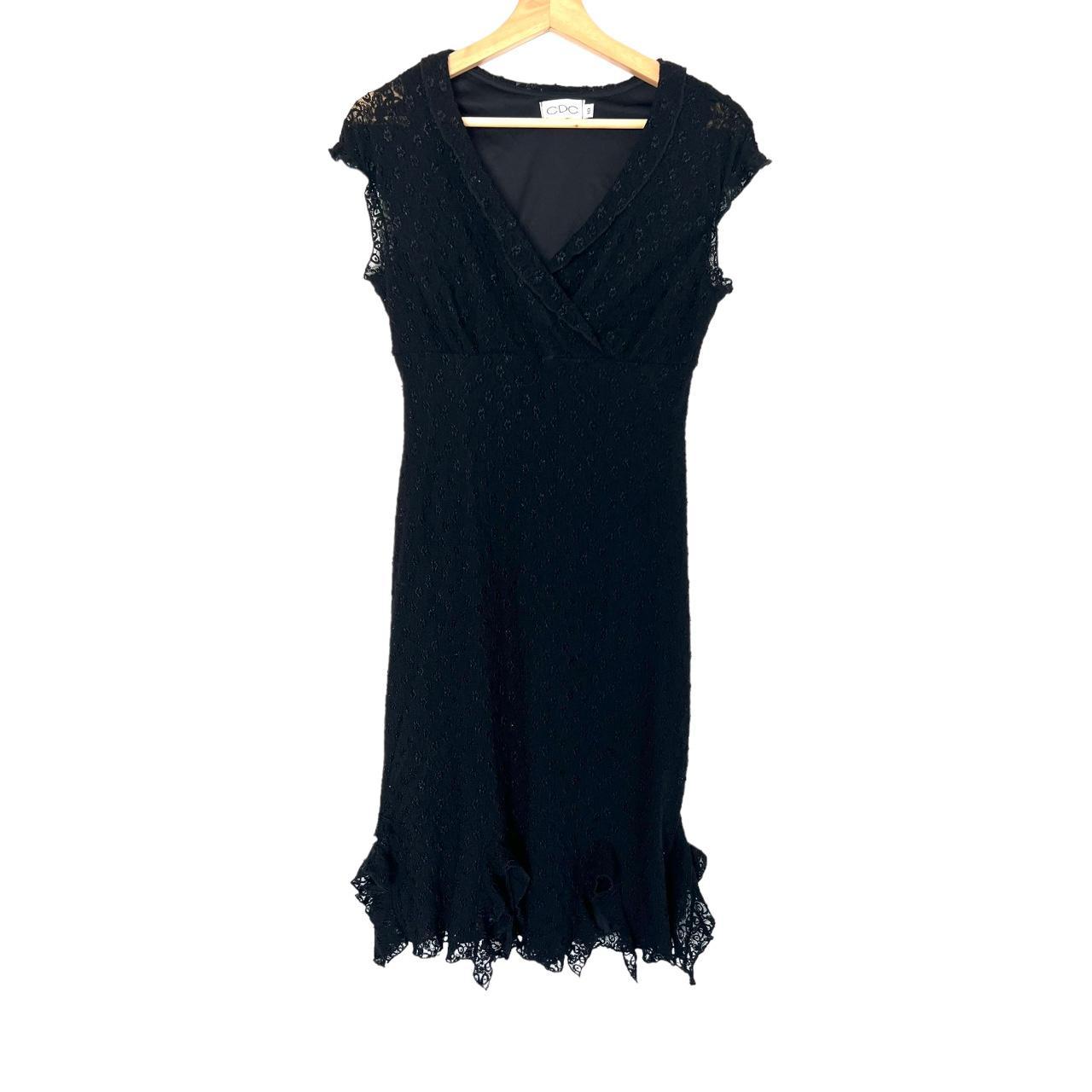y2k Black Lace Ruffle Hem Dress • Vintage black... - Depop