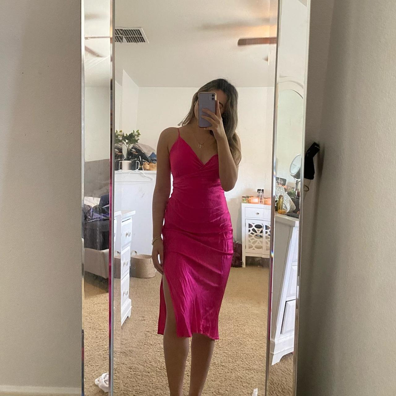 Pink slip midi dress best sale