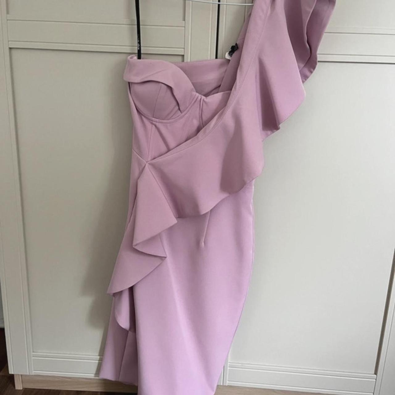 Lavish Alice One Shoulder Corset Midi Dress Lilac... - Depop