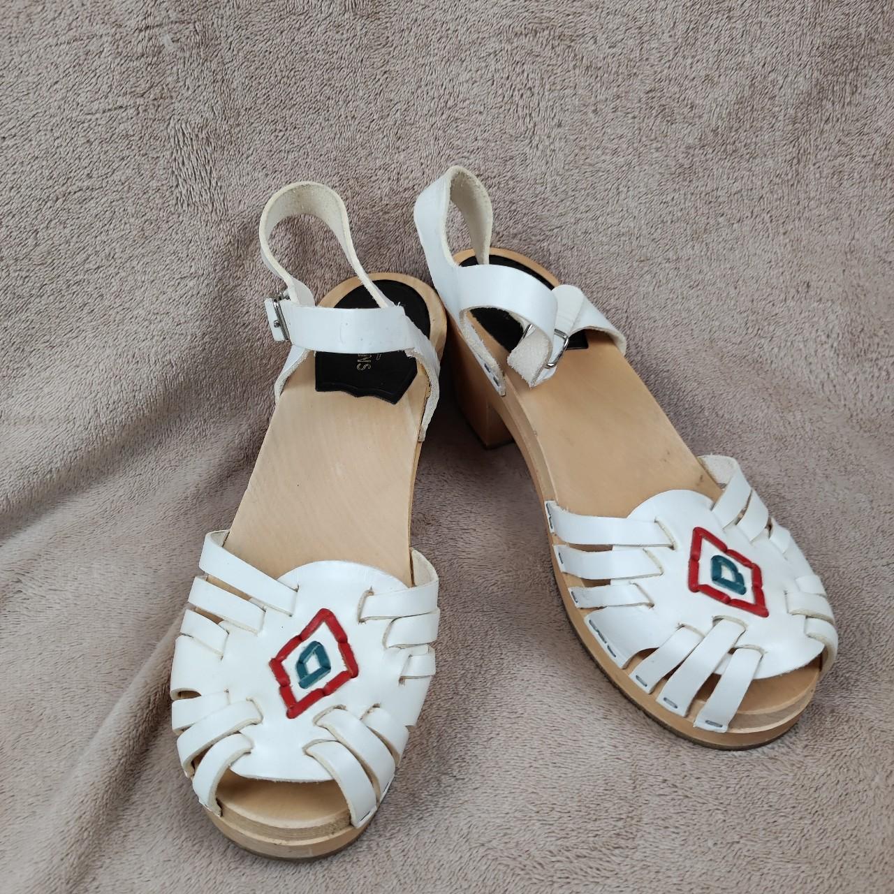 Swedish Hasbeens Womens White Clogs Huarache. Depop