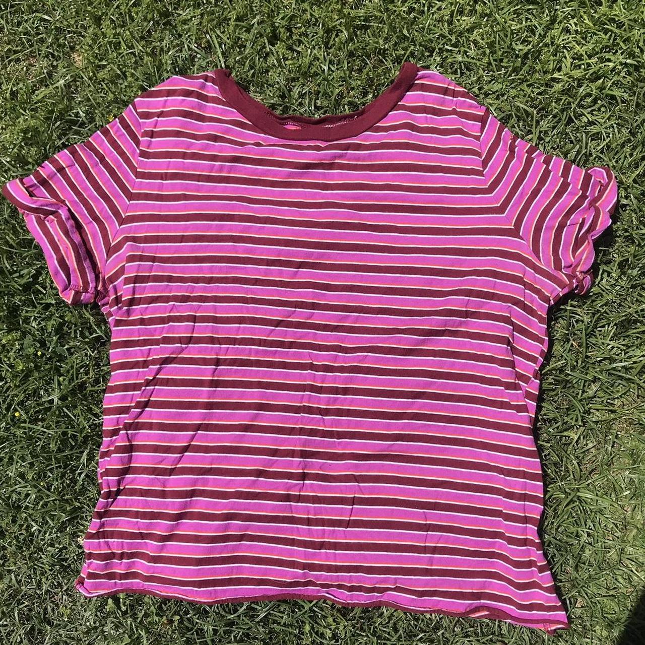 Target Women's Pink and Burgundy Tshirt Depop