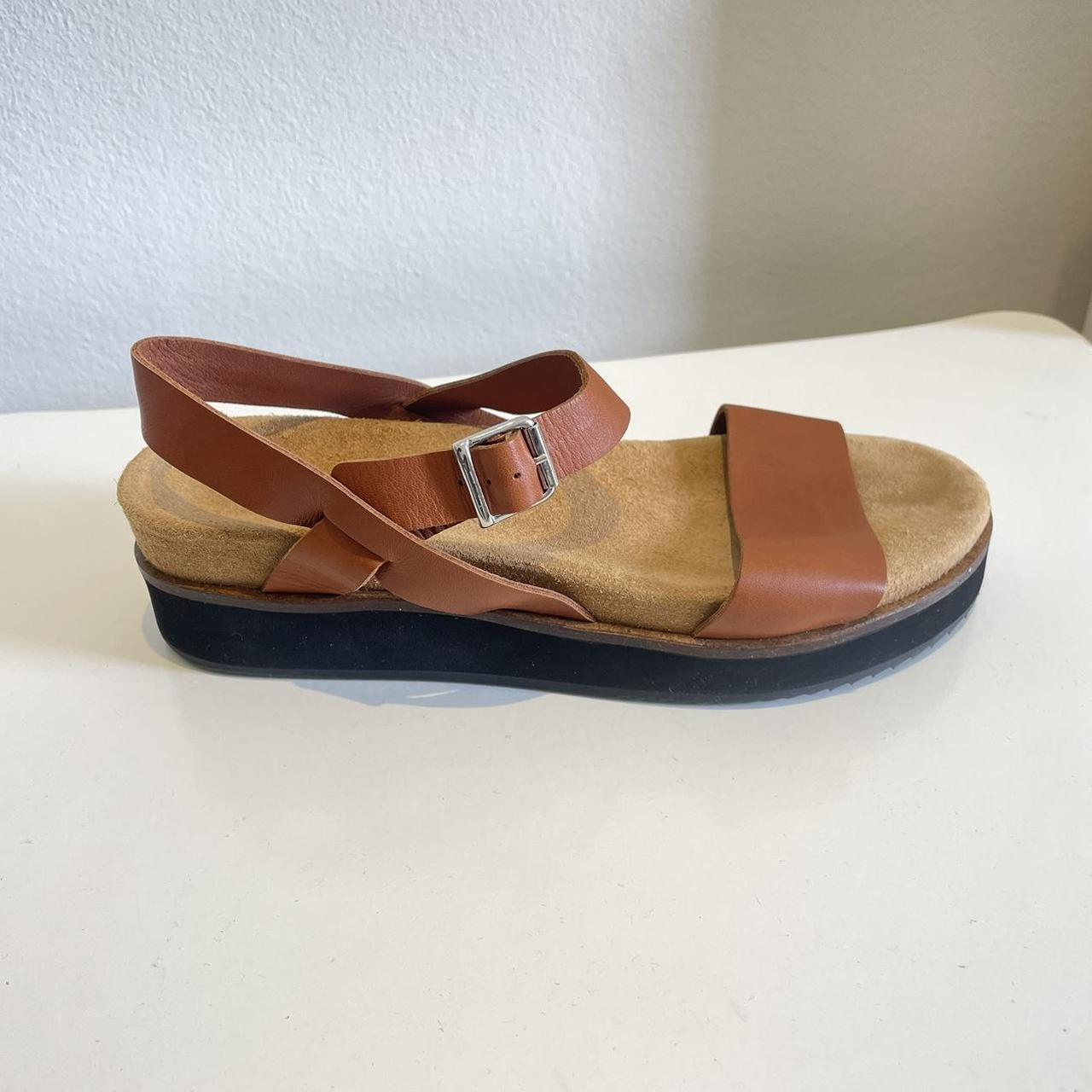 WHISTLES chunky tan leather sandals with contrasting... - Depop