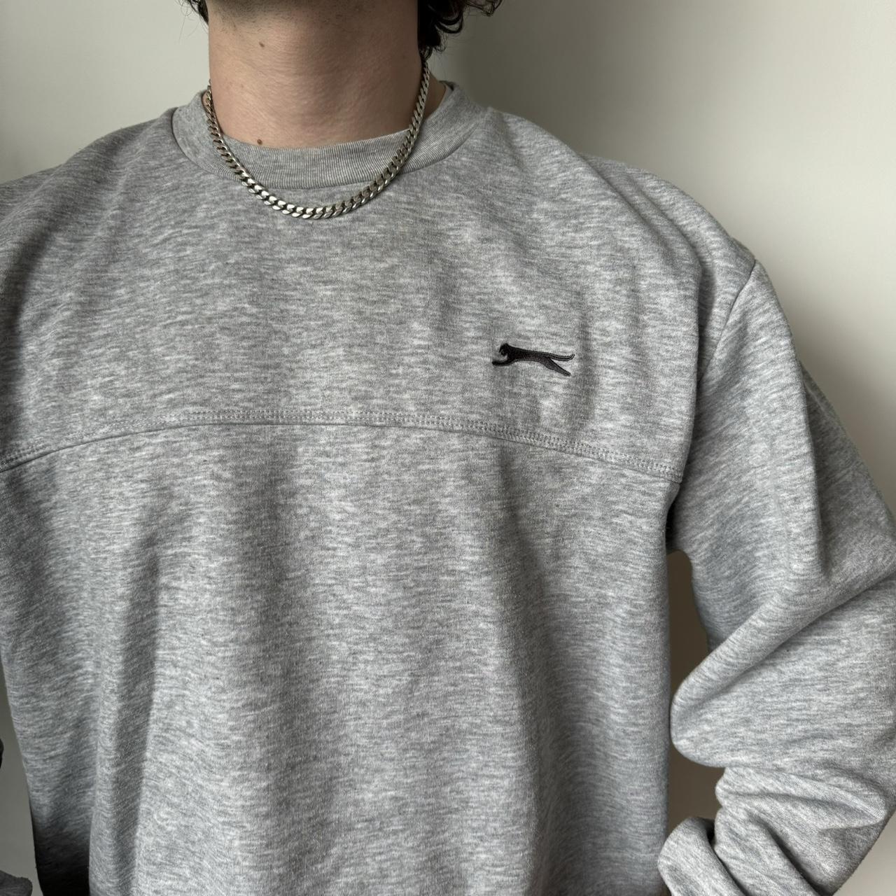 Vintage 90s Slazenger jumper, Size XL, Model is 5ft... - Depop