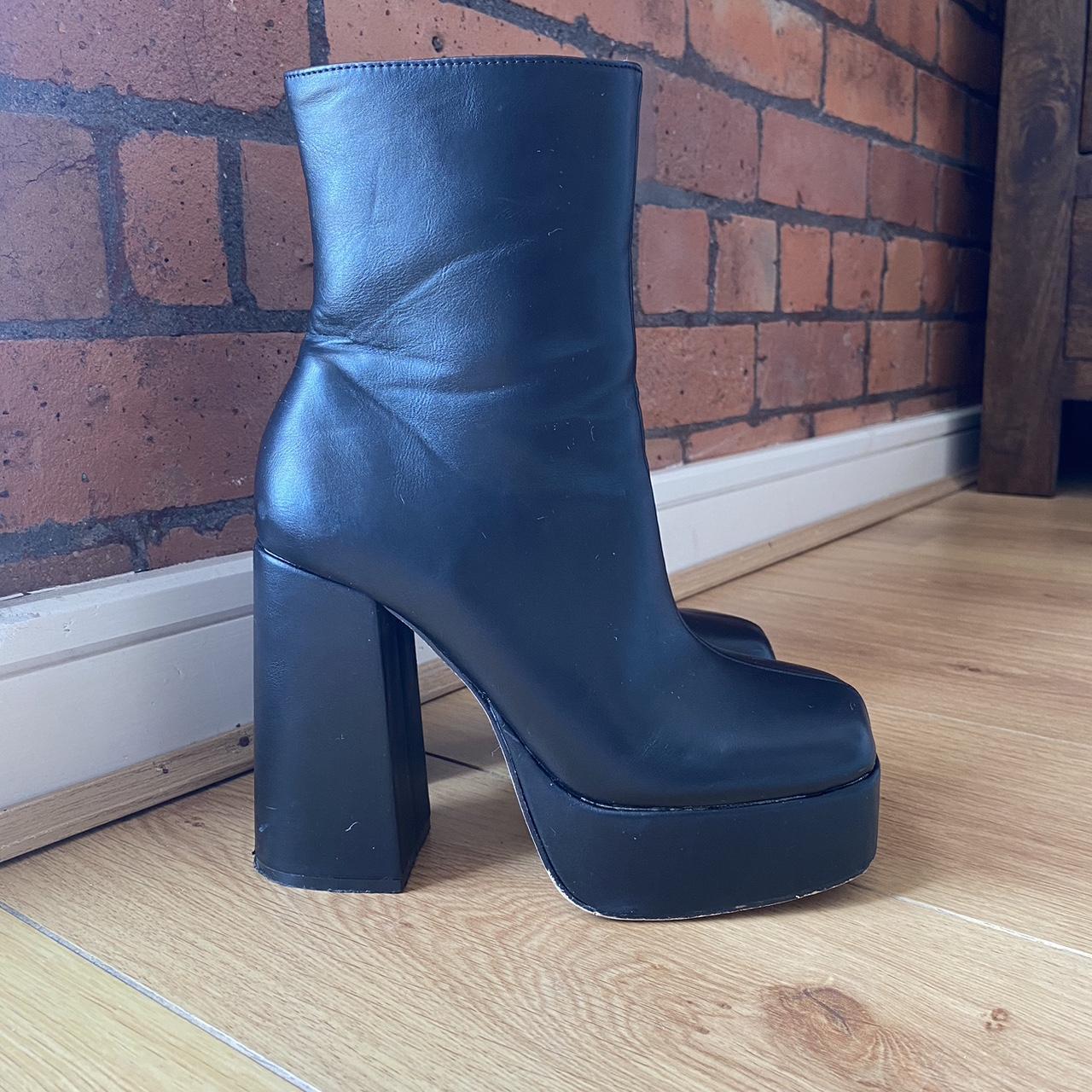 London Rebel Square Toe Mega Platform Ankle Boots in