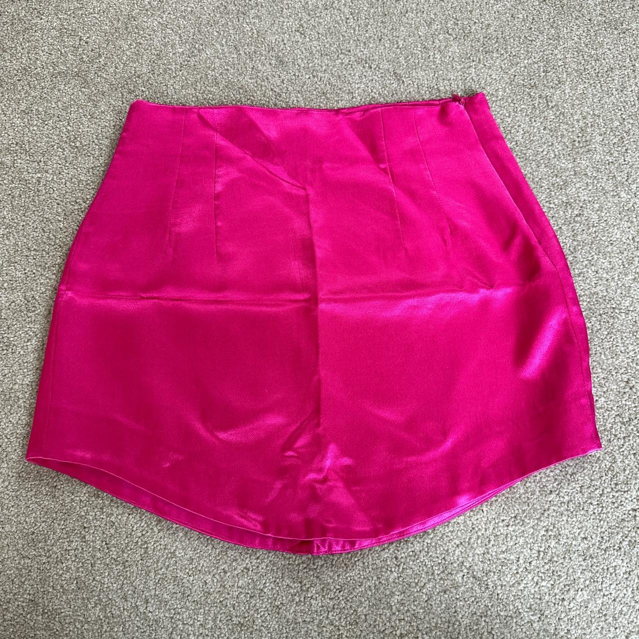 Satin Zara pink mini skirt Size S - worn a couple of... - Depop