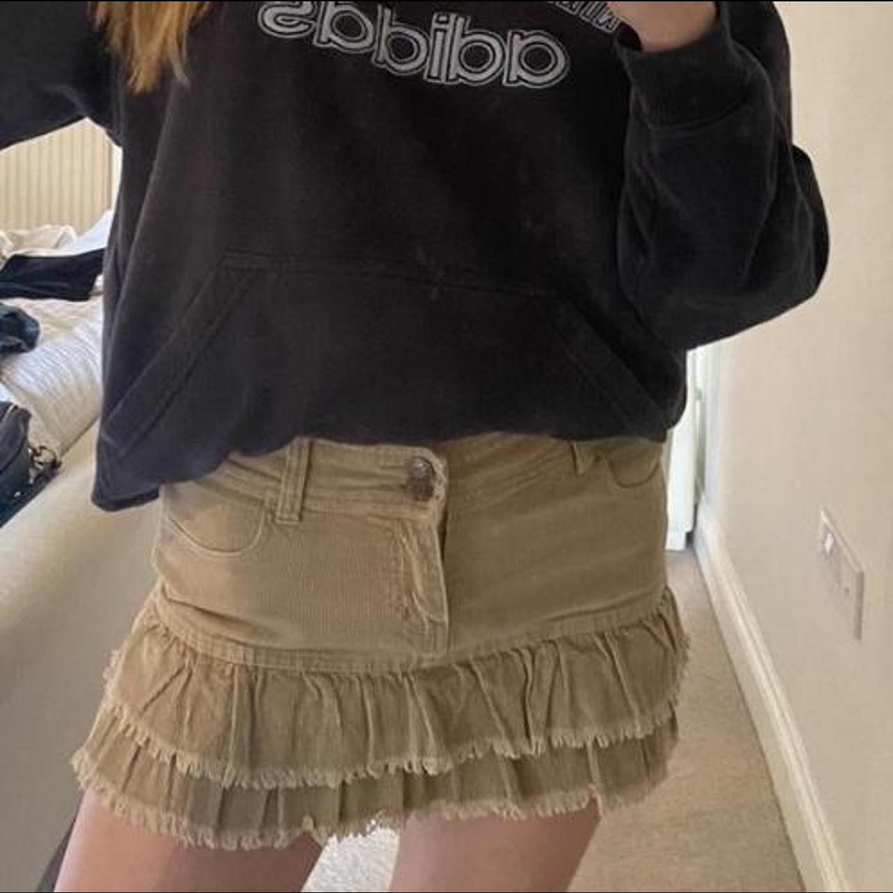 Amazing corduroy ruffled/pleated mini skirt! So... - Depop