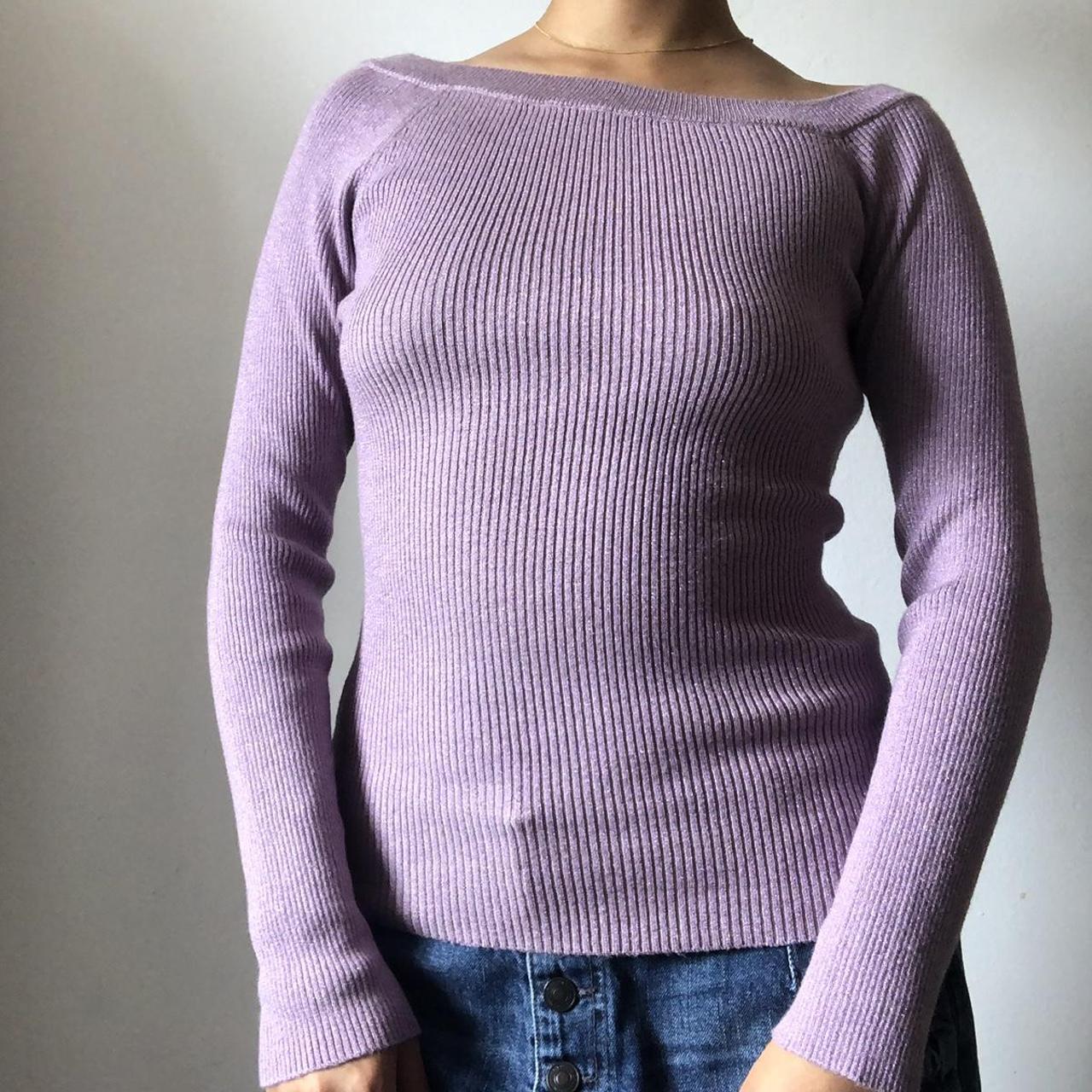 cutest 90s y2k pastel purple sweater with asymmetric... - Depop