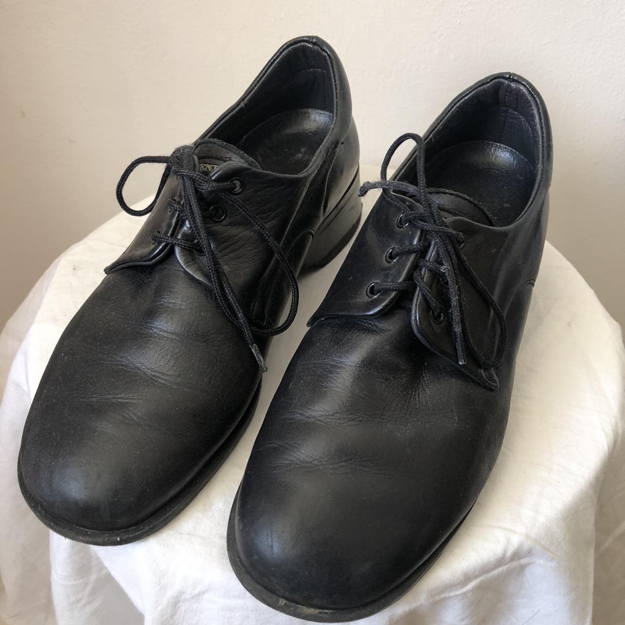 beautiful real vintage 100% leather 90s black... - Depop