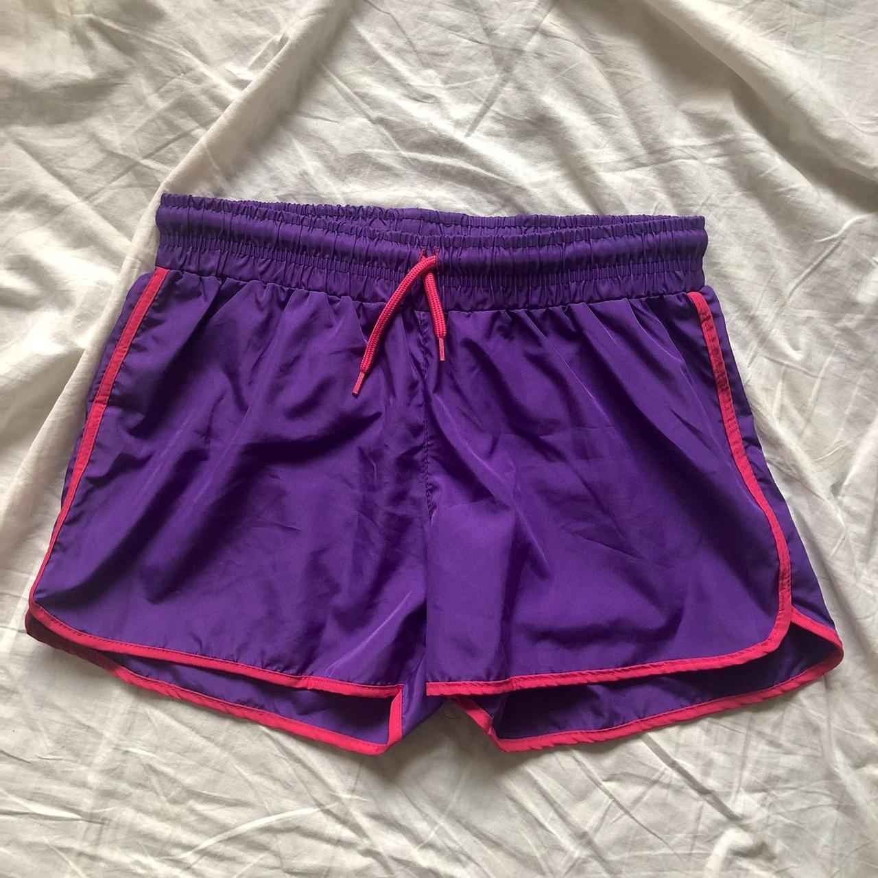 purple sport shorts tags says M but is more a... - Depop