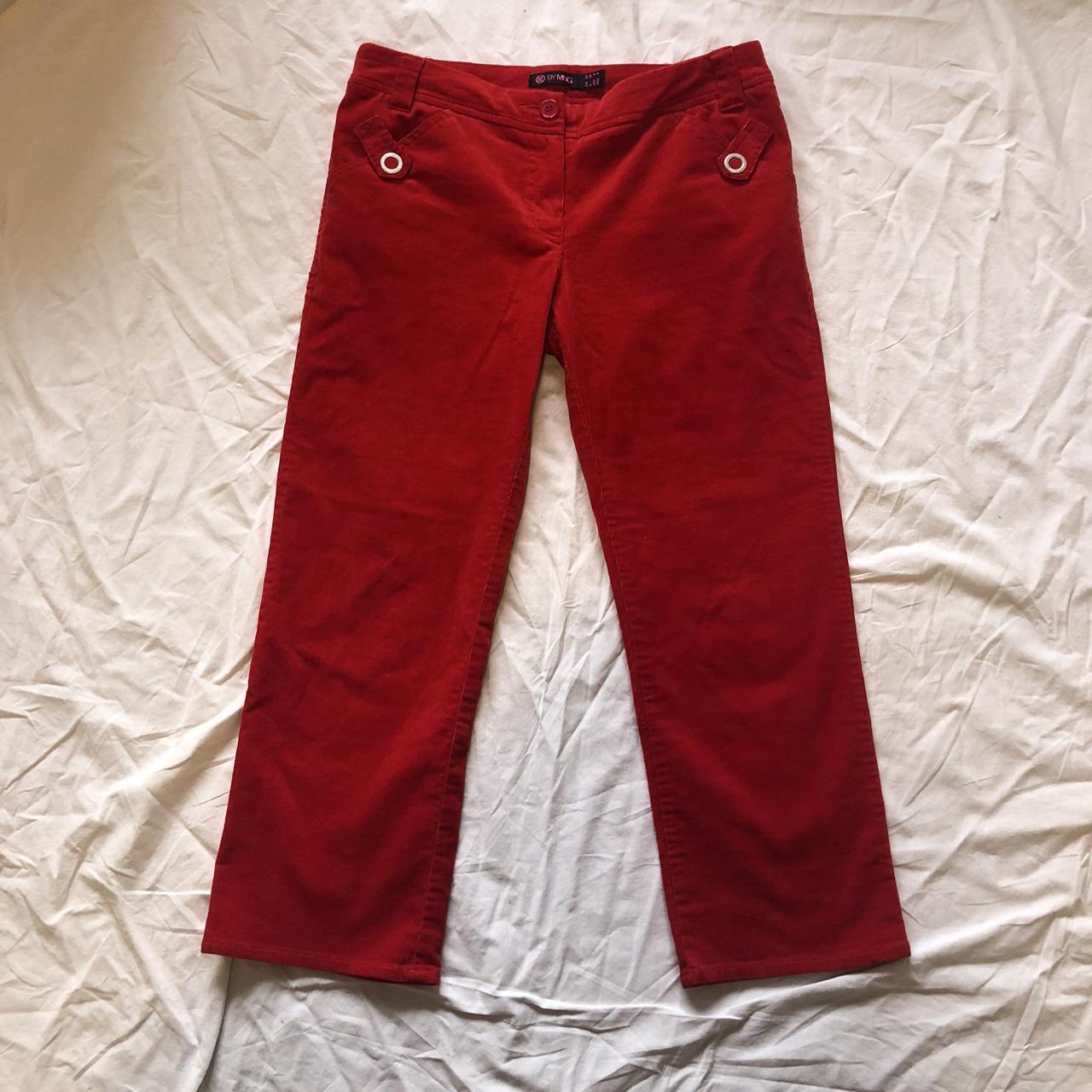 vintage 00s MANGO corduroy red trousers EUR 38 - M... - Depop
