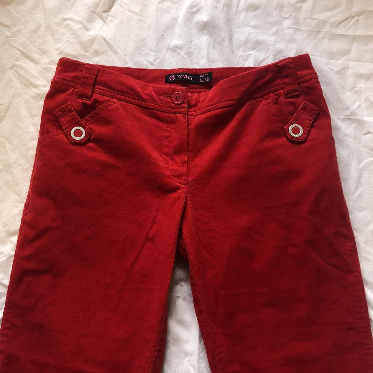 vintage 00s MANGO corduroy red trousers EUR 38 - M... - Depop