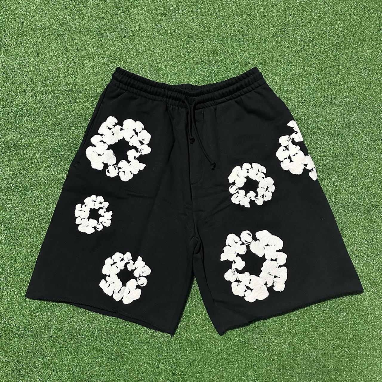 Denim Tears the cotton wreath shorts black NO... - Depop