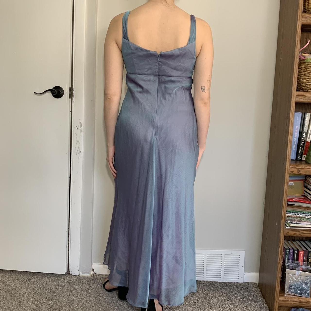 Gorgeous 90s cowl neck prom dress in a shimmery blue... - Depop