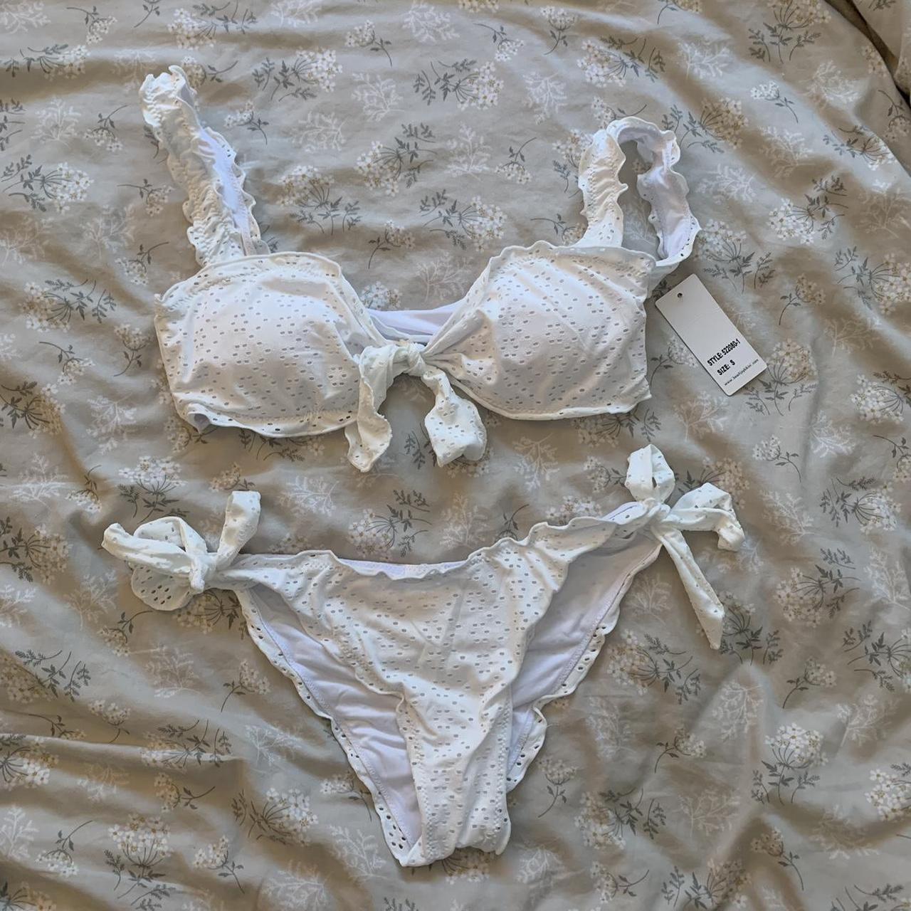 Frankie’s Bikinis Colby DUPE cute white pointelle... Depop