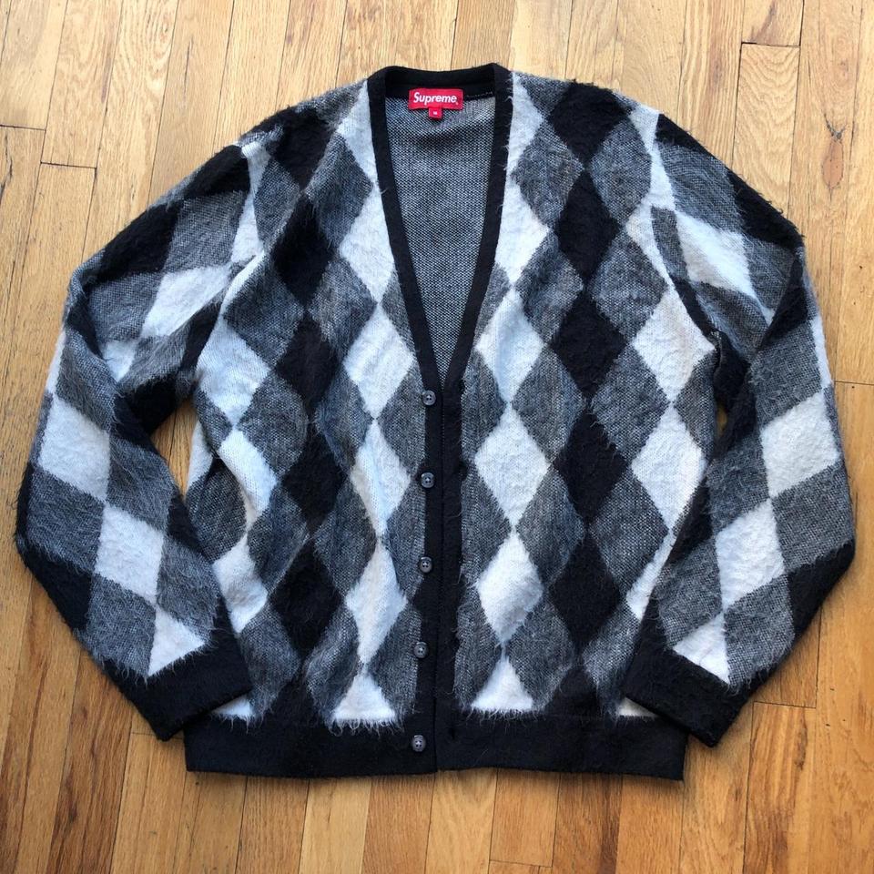 M】18ss Supreme Brushed Argyle Cardigan
