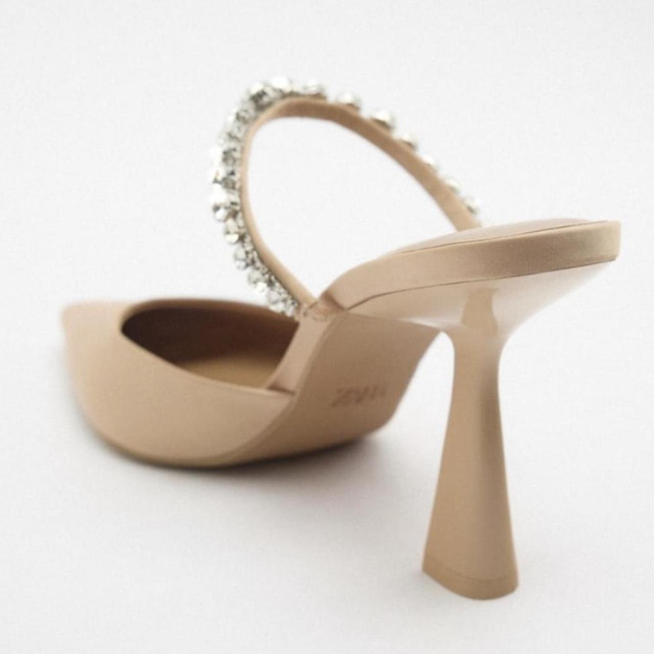 Zapato Dorado Mujer Fiesta Tacones ZARA Con Rhinestones Para Mujer