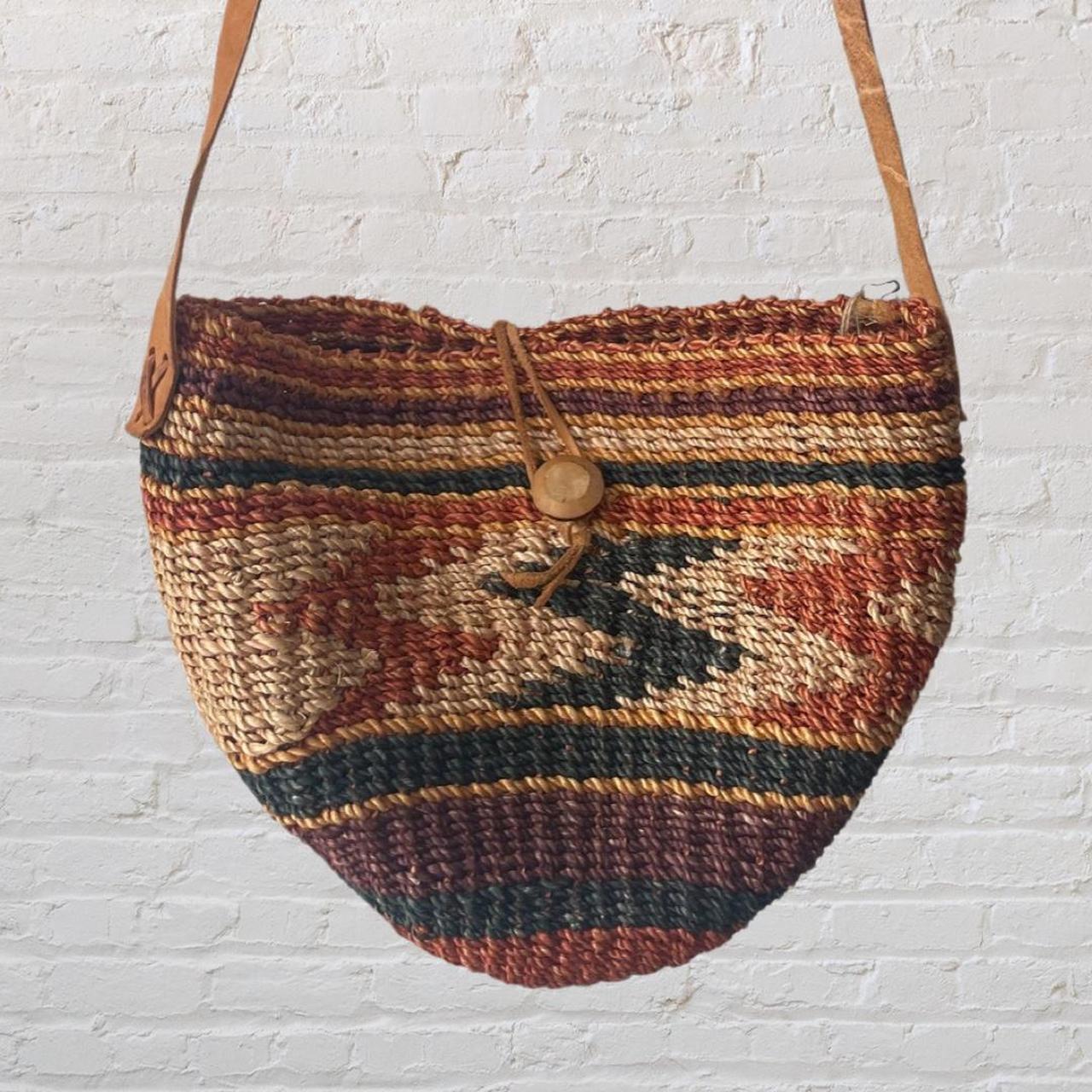 Vintage 90’s western Aztec painted rope cross body... - Depop